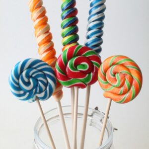 Colorful lollipops in a jar